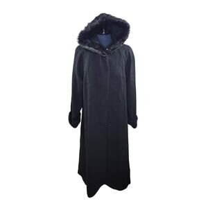 Donnybrook Long Coat Hood Wool Fur Trim Cape Witchy Goth Formal 8